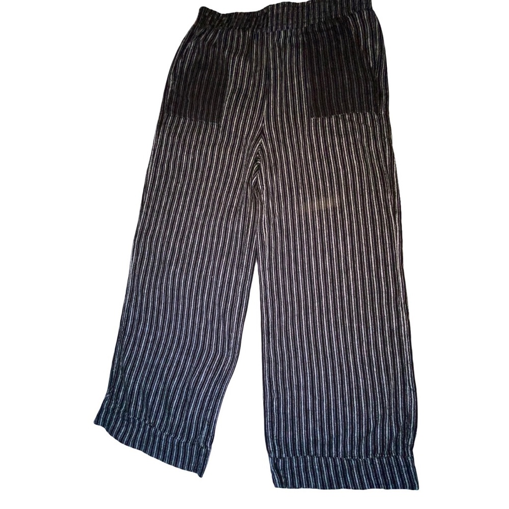 Time‎ and Tru Black and White Pinstriped Wide-Leg Pants